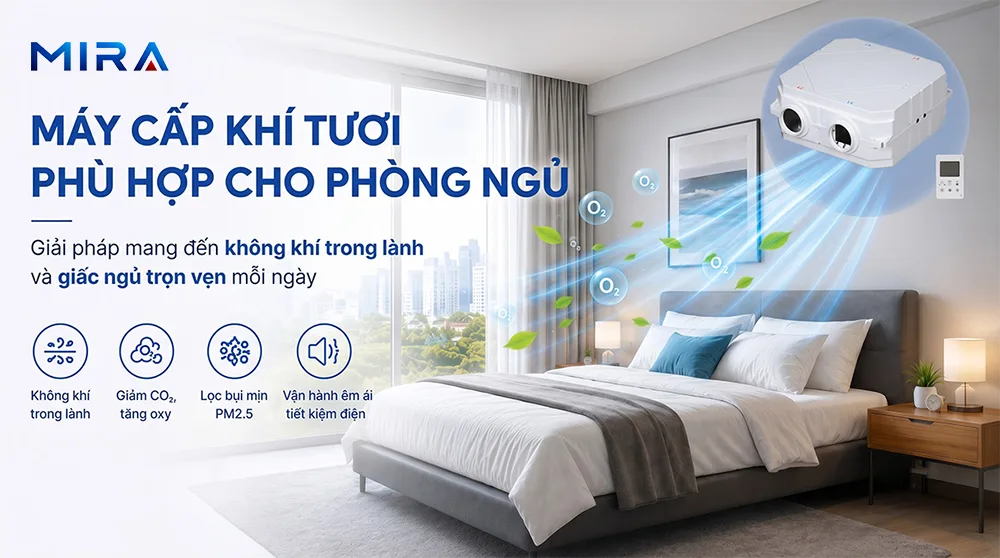 Cấp kh&iacute; tươi trung t&acirc;m cho ph&ograve;ng ngủ