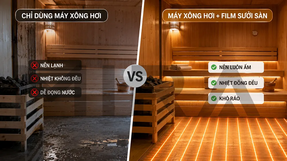 Xông hơi thuần và xông hơi kết hợp sưởi sàn